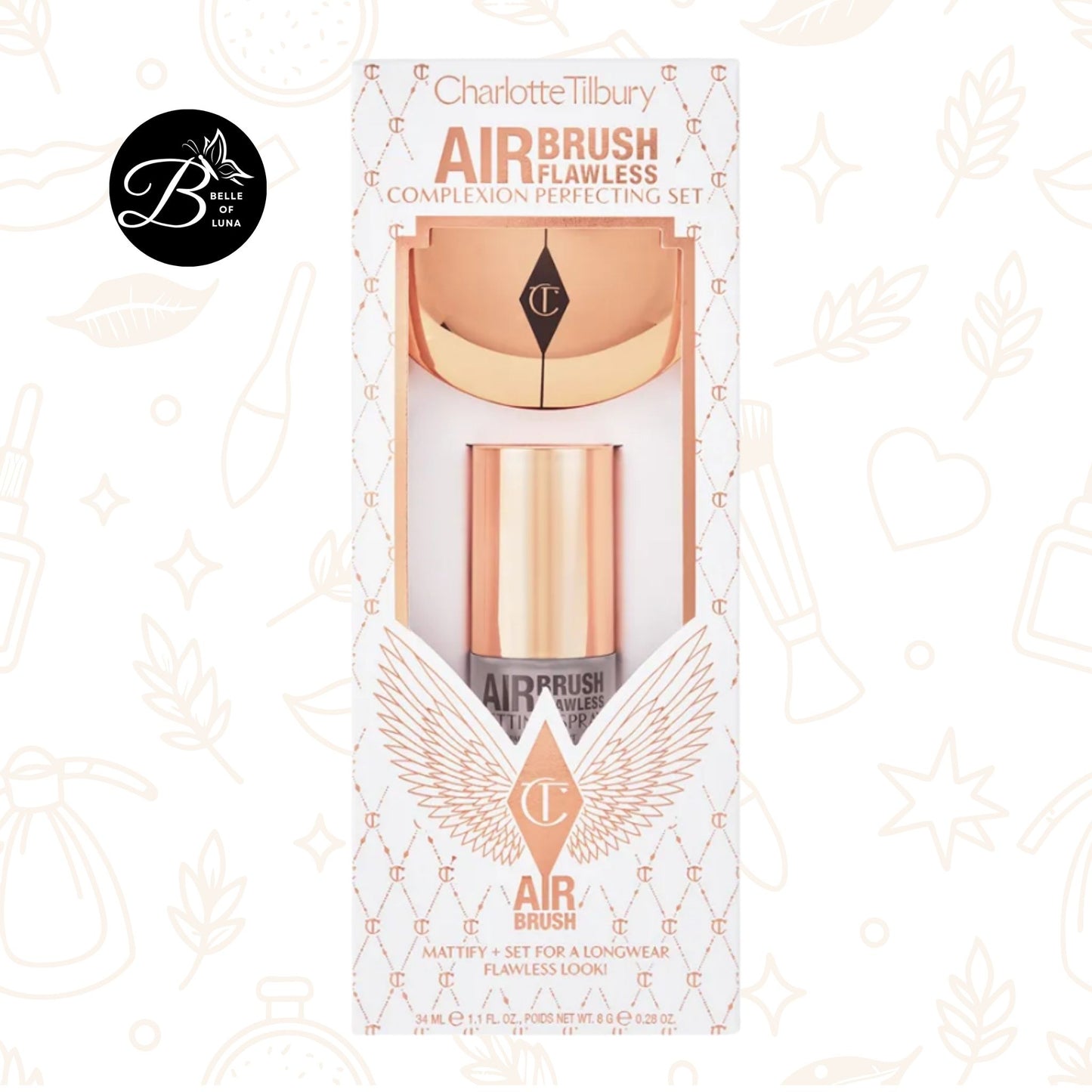 Charlotte Tilbury Complexion Perfecting Set. Flawless Powder + Setting Spray.