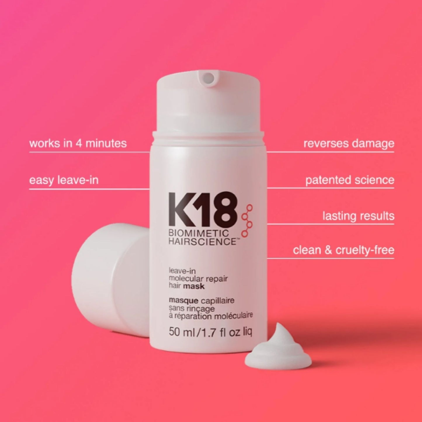 K18 Biomimetic Hair science Leave-In Molecular Repair Hair Mask