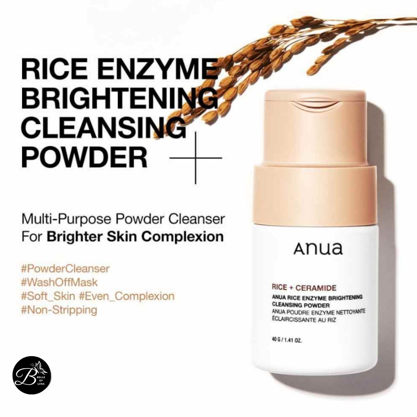 Anua Rice Enzyme Brightening Cleansing Powder40g.